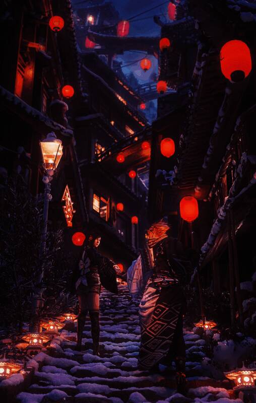 《最终幻想7》蒂法3D新年贺图,蒂法穿圣诞装绝美画面