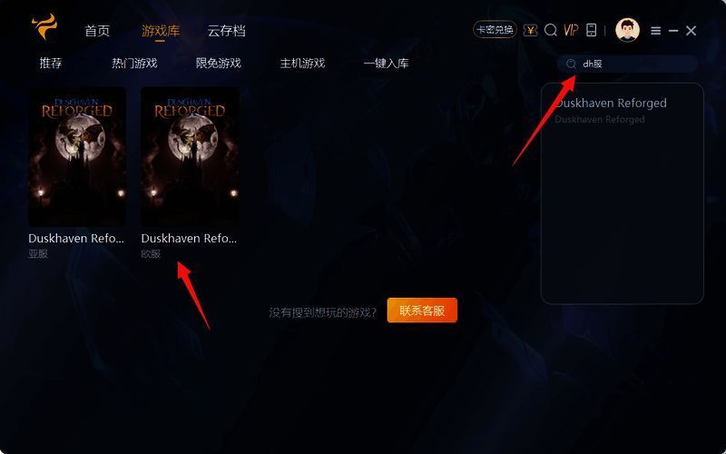 斧牛加速器搜索DH服界面