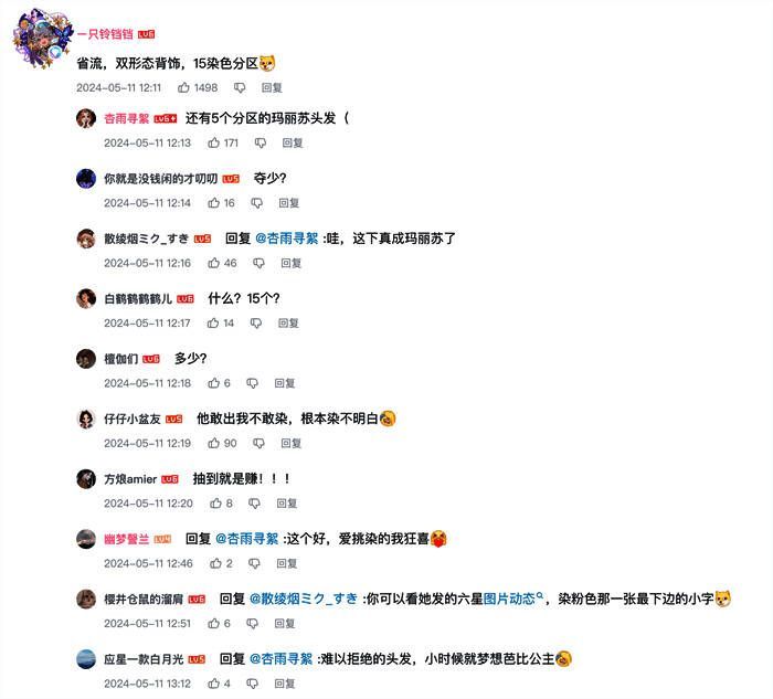 六星绮梦星河套装染色区域展示图