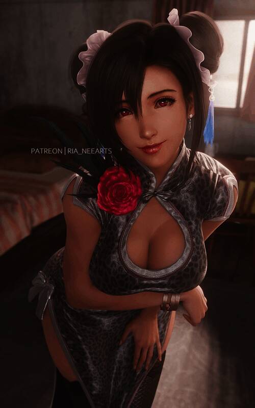 《最终幻想7》蒂法和爱丽丝3D圣诞图