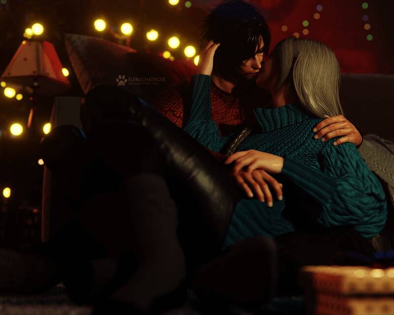 《最终幻想7》蒂法和爱丽丝3D圣诞图