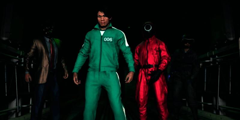 《使命召唤:黑色行动6》与《鱿鱼游戏》联动相关画面