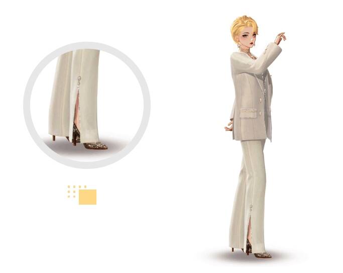 《绝对演绎》白色西装衣领细节