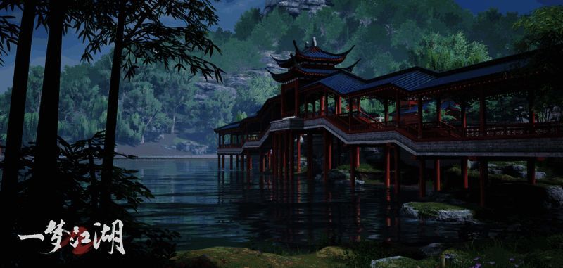 《一梦江湖》帮派秘密花园场景图