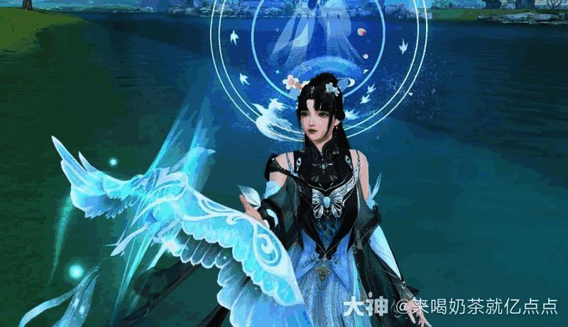 身着【幽兰黛雅】搭配【鹊桥之约】背饰的少女