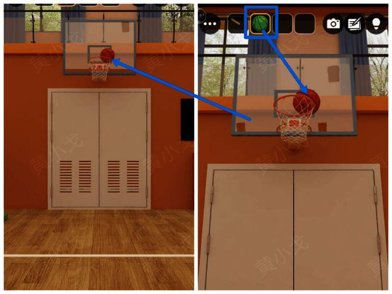 用篮球打下球框上篮球图