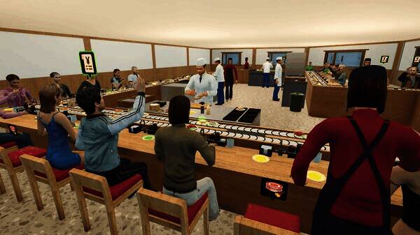 回转寿司模拟器餐厅内部场景