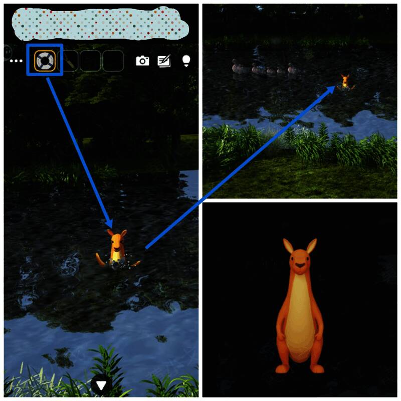 落水袋鼠及泳圈的画面