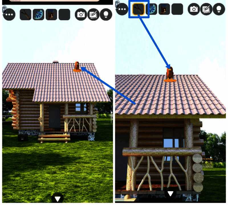 屋顶上的鸟及弹弓的画面