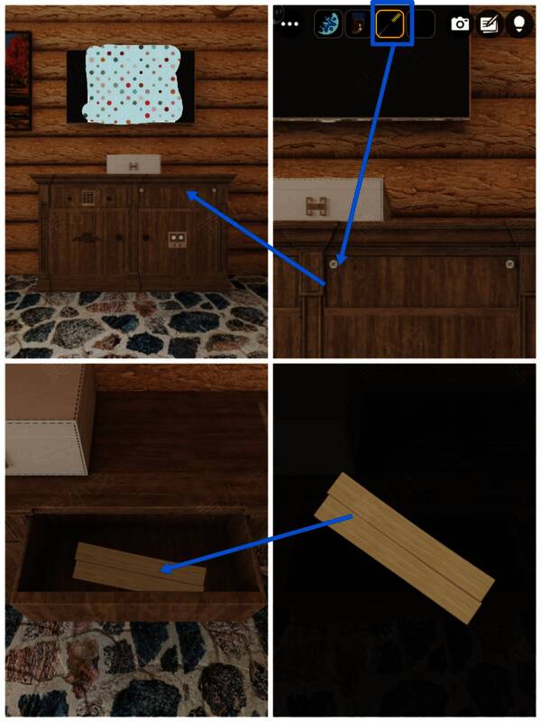 柜子右侧抽屉及螺丝刀操作画面