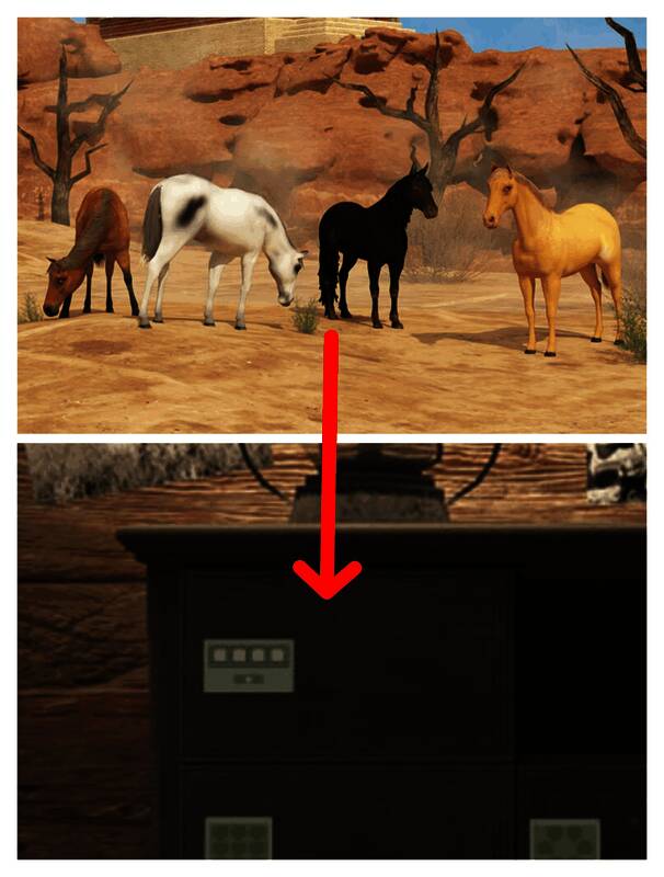 第二个场景四匹马及柜子抽屉图