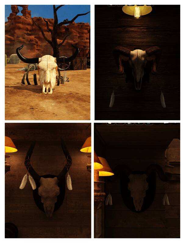 四个头骨及猎人旁箱子图