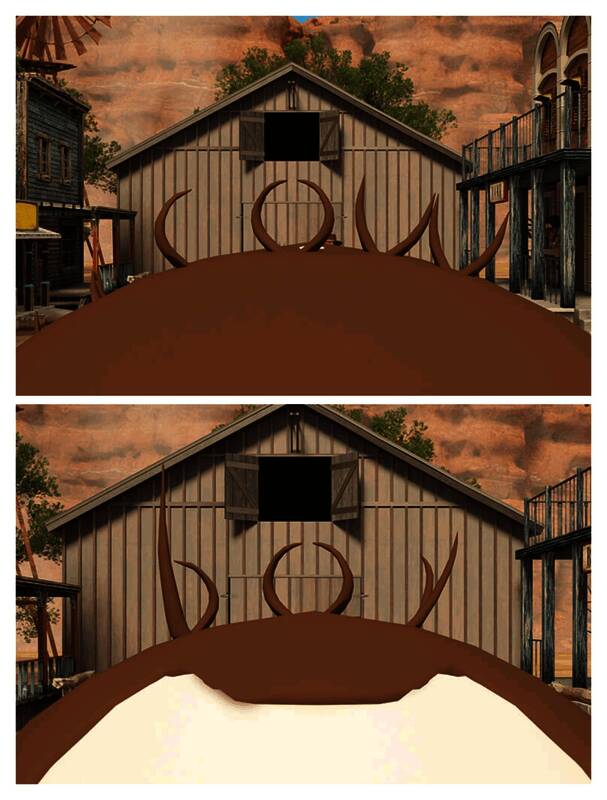 治安官办公室门口牛仔及淘金者旁箱子图