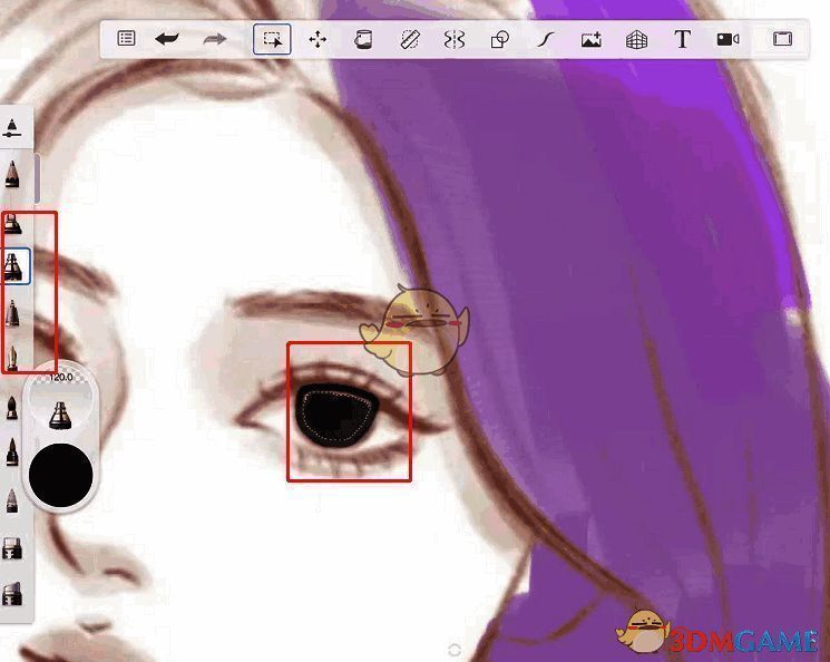 sketchbook怎么涂色不会出边缘?sketchbook怎么填色才能不出边? 在选区中上色的示意