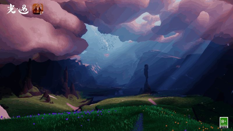 旅人们在《光·遇》自然场景中游玩