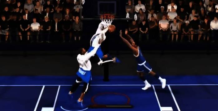 游戏中球员投篮画面