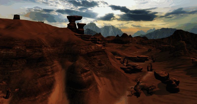 望戎川和三岔口的荒漠景象图