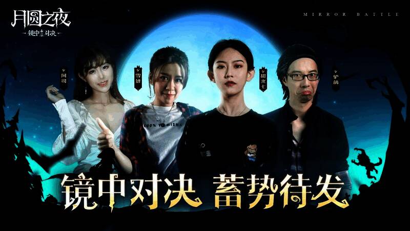 古老城堡场景图，阴云密布，有四位冒险者在探索