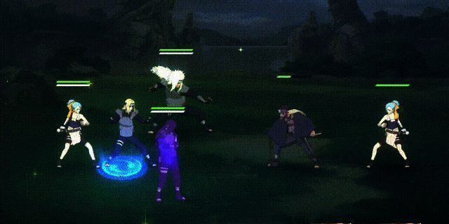 游戏中纲手[青年]使用蛞蝓大治愈技能场景