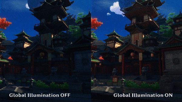 《原神》全局照明功能对比动图