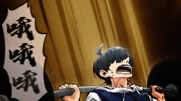 在健身房举铁画面