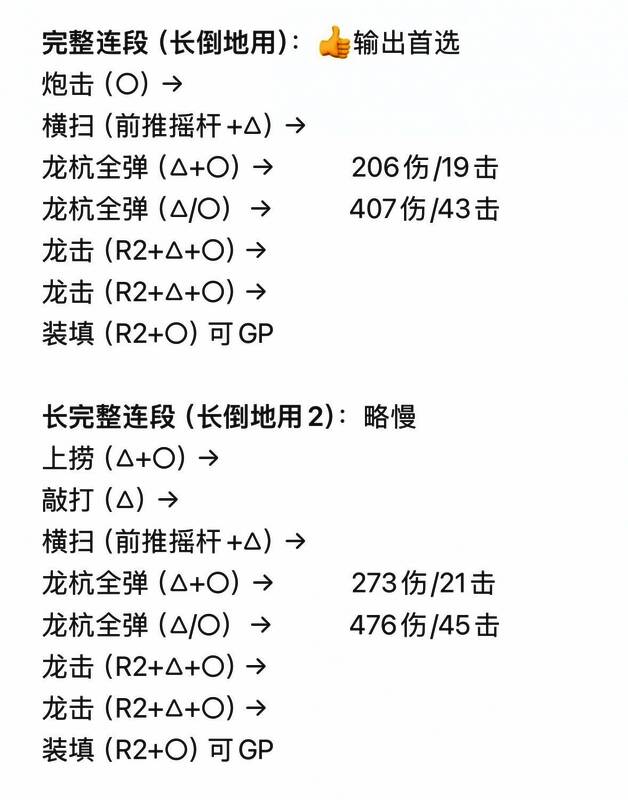 铳枪长连招对应图片