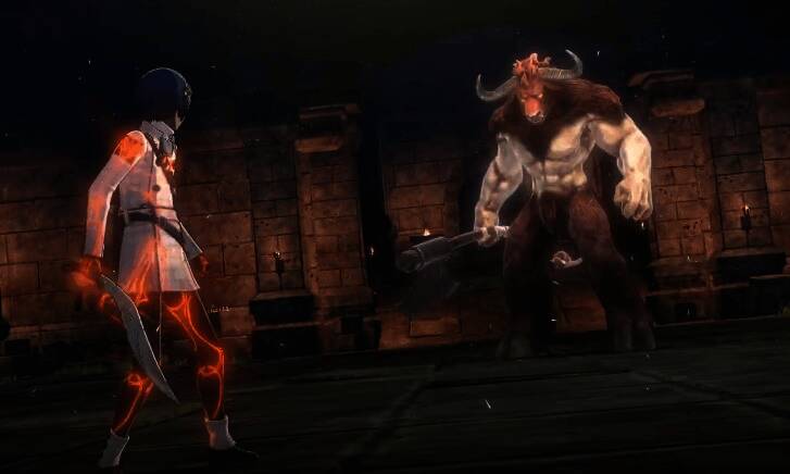 暗喻幻想凶兽牛人战斗画面