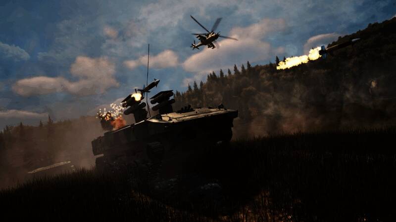 玩家操控多兵种协同作战，战场画面写实且充满科技感