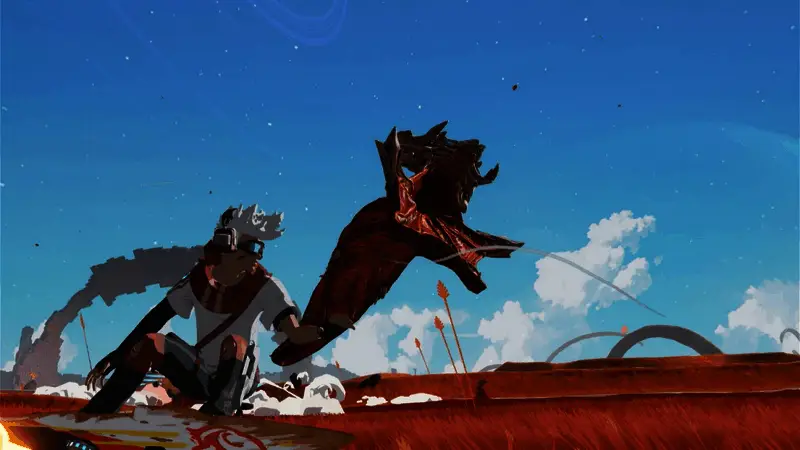 游戏内角色使用悬浮滑板在空中飞跃，背景中可见奇幻的外星城市与光影特效