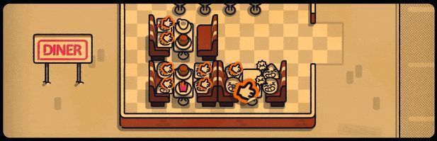 角色设定图展示多位性格鲜明的游戏人物，包括嗅觉敏感的派对客人、困倦的公交乘客等