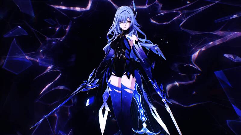 丝柯克战斗场景，手持长刀释放冰元素技能