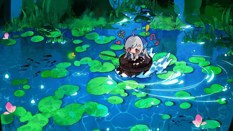 游戏中玩家在不同水域进行钓鱼的场景,展示了浮漂钓、路亚等不同钓法