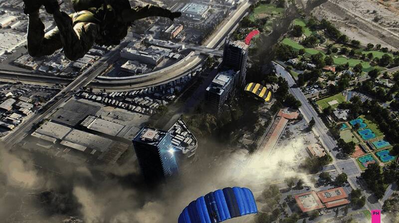 被毁坏的军事要塞场景,废墟中可见坦克残骸和倒塌的建筑