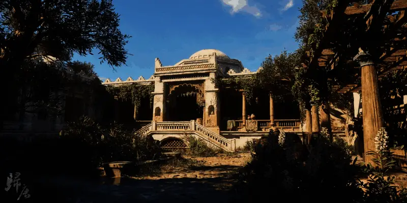 夕阳下的城墙剪影，金色余晖洒满大地，气氛静谧悠远