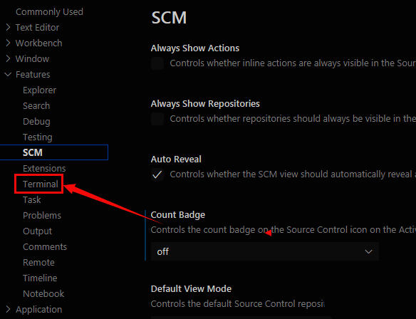 终端设置界面截图,重点标注titlemode配置区域