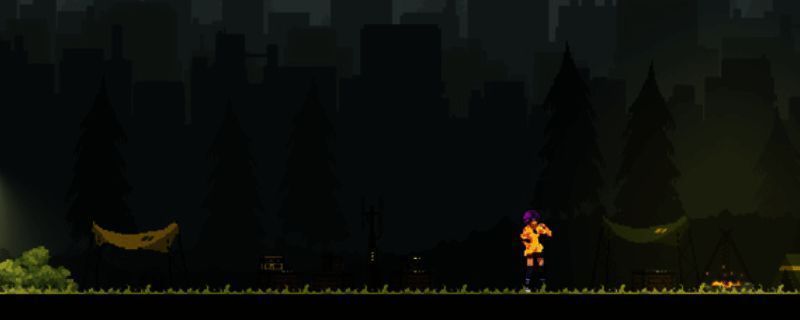 游戏主视觉图,主角Exia身处破败实验室,周围弥漫着诡异红光