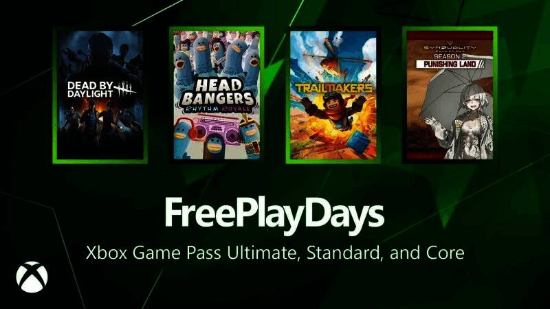 Xbox免费畅玩周末宣传图，画面中展示多个游戏图标和活动信息