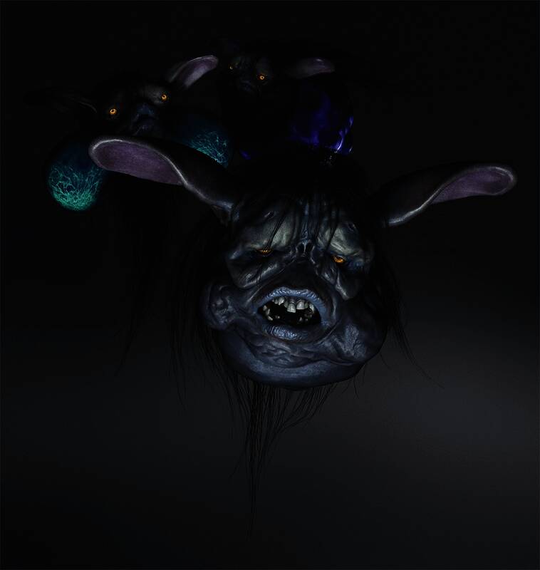 幻魔‘首灯’漂浮在空中,散发诡异青白色光芒,准备发射弹丸攻击