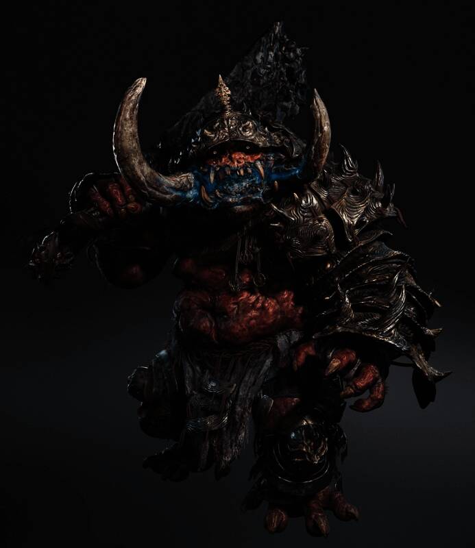 幻魔‘大唾拉’挥舞巨锤,身躯庞大,气势汹汹地冲向对手