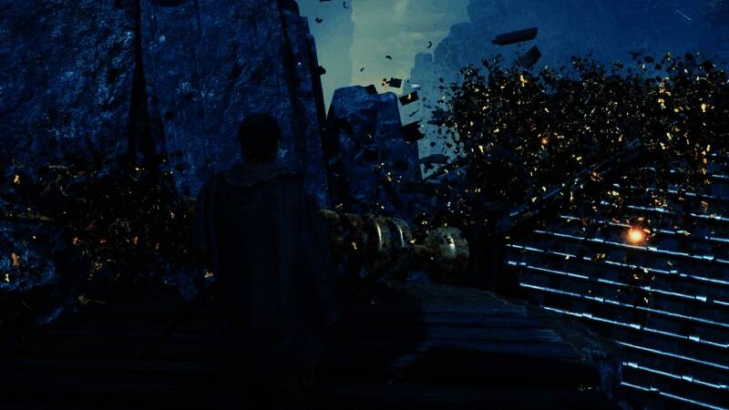 武士与幻魔激烈交战的场面,刀光剑影交错,气氛紧张