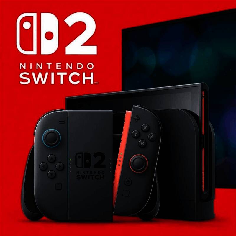 Switch 2主机外观展示图，银灰色设计科技感十足