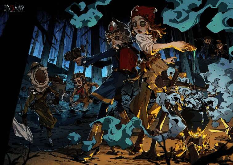 林中童话概念图,奇幻森林风格地图,角色们身处神秘场景中