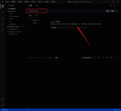 设置界面中‘Update Mode’选项被选中,下拉菜单显示可选模式包括‘None’