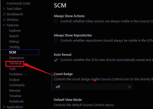 Terminal设置中的inherit env选项示例图