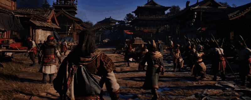 归唐游戏宣传图,展现古风战斗场景,主角手持武器面对敌人