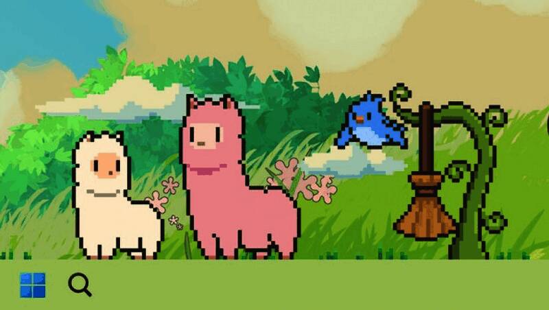 动物栏：桌面牧场中小动物们在屏幕下方活动，玩家正与其互动