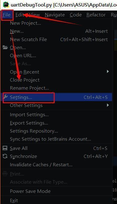 设置窗口内展示Project名称及Project Interpreter选项被选中状态