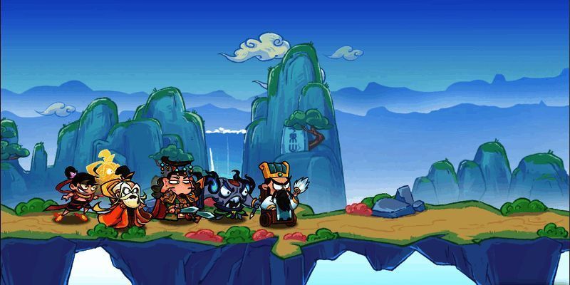 刑天在战斗中挥舞巨斧，展现出强大的防御与反击能力，背景中其他神将正在协同作战