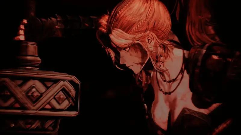 女性版卡赞角色立绘,身穿战甲,眼神坚定