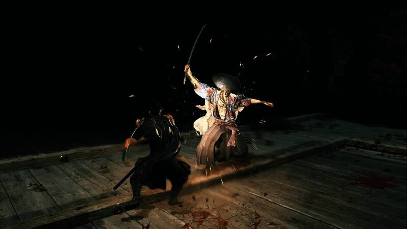 战斗场景展示,两名武士激烈对决,刀光交错,气氛紧张